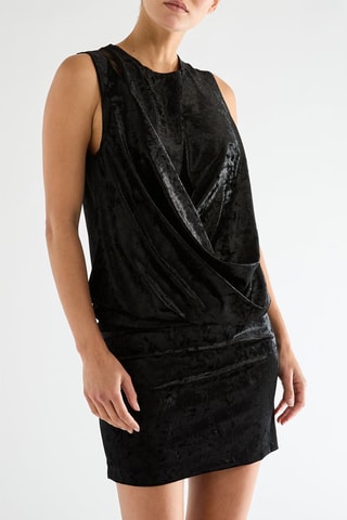 Vestido drapeado em veludo Darling - Preto