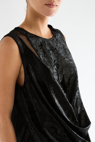 Vestido drapeado em veludo Darling - Preto