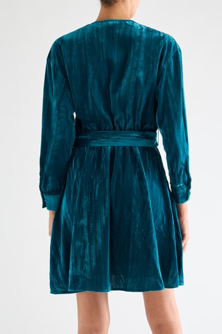 Robe chemise en velours - Bleu canard