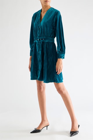 Robe chemise en velours - Bleu canard