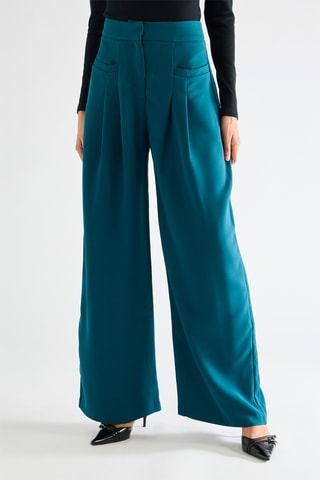 Pantalon palazzo taille haute - Bleu canard