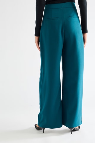 Pantalon palazzo taille haute - Bleu canard