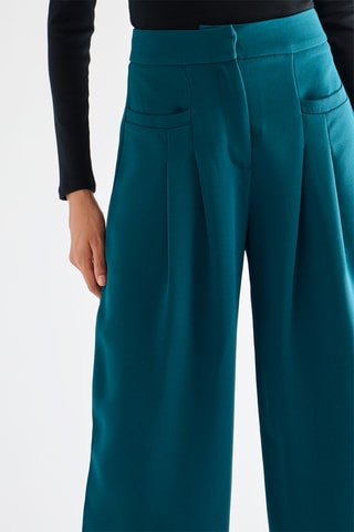 Pantalon palazzo taille haute - Bleu canard