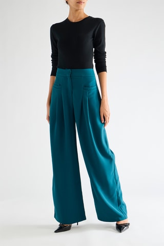 Pantalon palazzo taille haute - Bleu canard