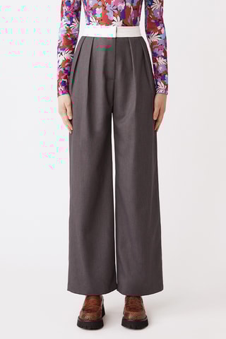Pantalon taille haute - Gris