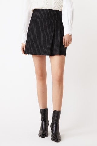Jupe patineuse en laine taille haute - Noir