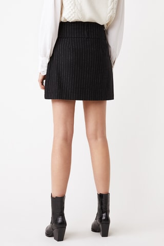 Jupe patineuse en laine taille haute - Noir
