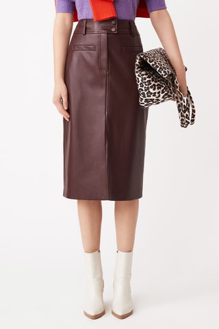 Jupe midi taille haute - Marron