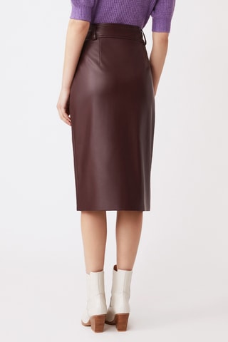 Jupe midi taille haute - Marron