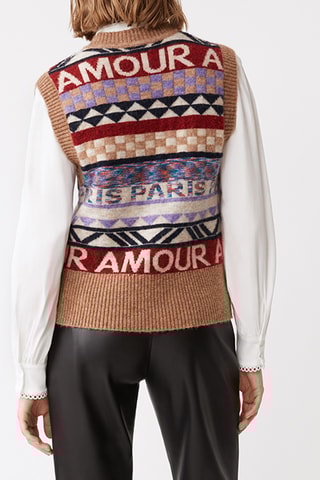 Gilet sans manches en laine et mohair - Camel