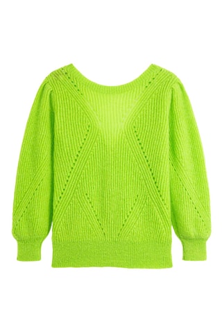 Pull en mérinos et mohair - Vert fluo