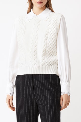 Gilet sans manches en laine - Blanc cassé