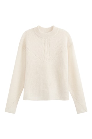 Pull en mérinos et mohair - Blanc cassé
