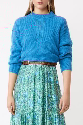 Pull en mérinos et mohair - Bleu