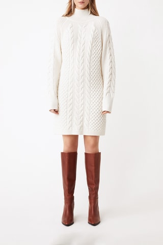 Robe pull en laine - Blanc cassé