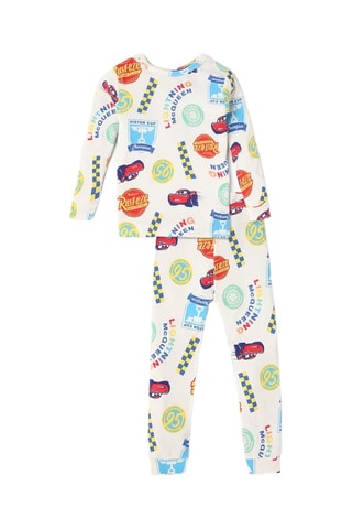 Biologisch Katoenen Pyjama Flash Mc Queen Cars Disney Pixar - Wit
