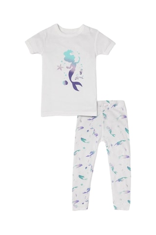 Biologisch Katoenen Pyjama Ariël De Kleine Zeemeermin Disney - Wit