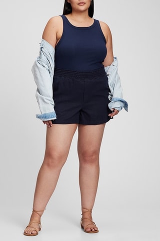 Linnen Short - Marineblauw