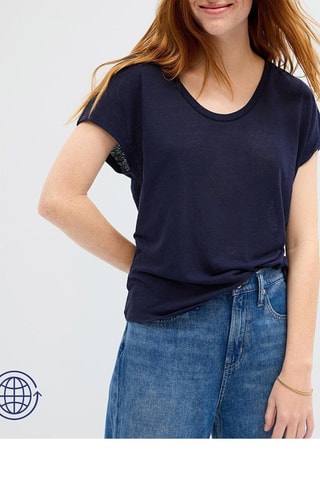 Linnen T-shirt - Marineblauw