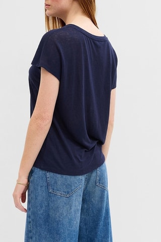 Linnen T-shirt - Marineblauw