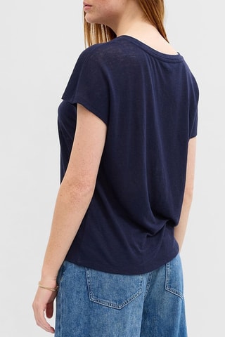 Linnen T-shirt - Marineblauw