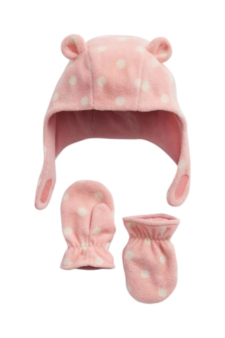 Aviator Muts met Oortjes en Wanten - Roze