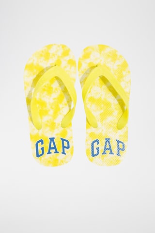 Slippers met Tie and Dye - Geel en Wit
