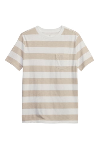 T-shirt en coton biologique - Beige clair et écru