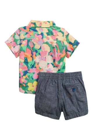 Linnen Blouse en Short - Groen en Blauw