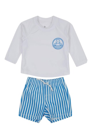 T-shirt en Zwemshort - Wit en Kobaltblauw
