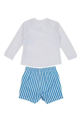 T-shirt en Zwemshort - Wit en Kobaltblauw