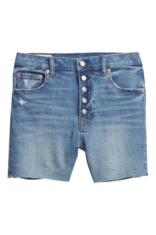 Spijkershort met Hoge Taille - Indigoblauw
