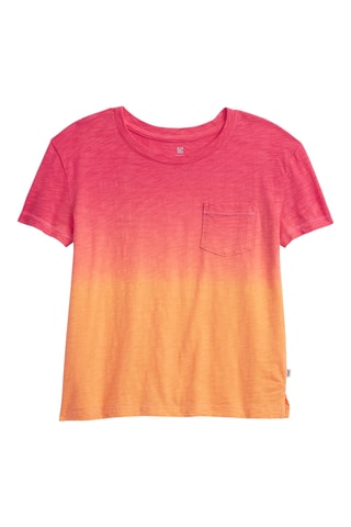 T-shirt dip and dye en coton biologique - Rouge framboise et orange