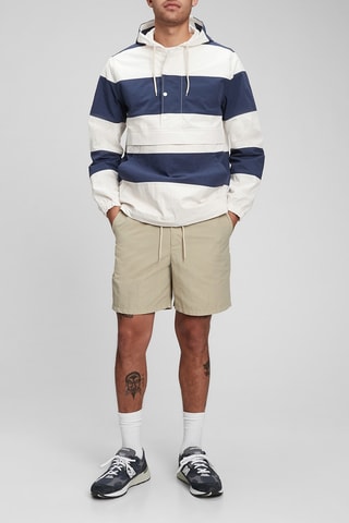 Windjack met Capuchon - Marineblauw en Wit