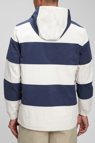 Windjack met Capuchon - Marineblauw en Wit