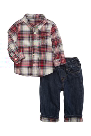 Denim Blouse en Broek - Rood en Blauw