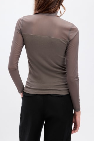 Top van 2 materialen - Beige