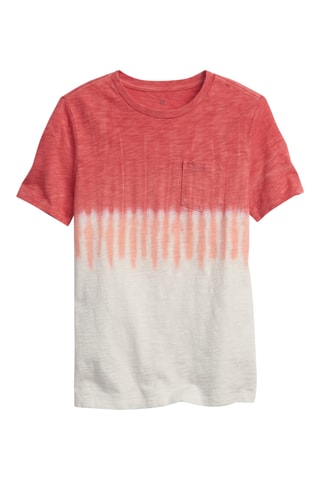 Biologisch Katoenen T-shirt Dip and Dye - Koraalrood en Wit