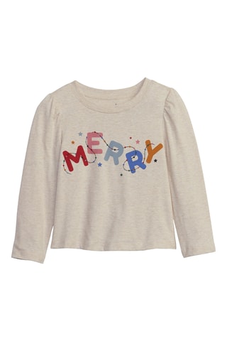 T-shirt en coton biologique - Beige clair chiné