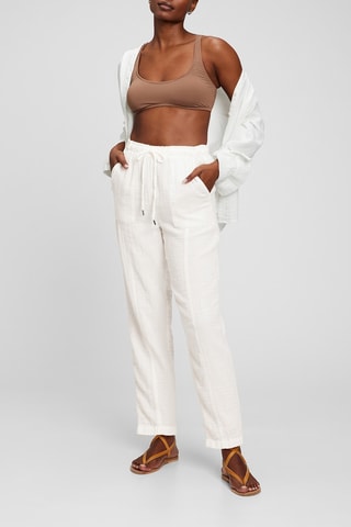 Pantalon taille haute - Blanc