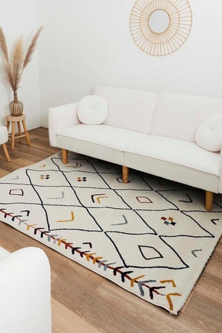 Tapis Djerba - Ecru et noir - 120 x 180 cm