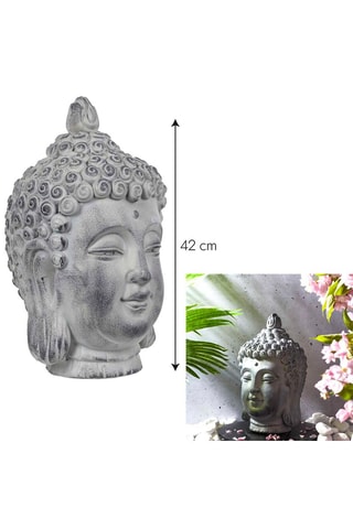 Tête de Bouddha - 
42 cm - Gris
