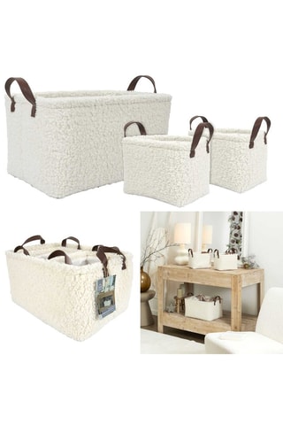3 paniers de rangement - 36 et 23 cm - Ecru et marron