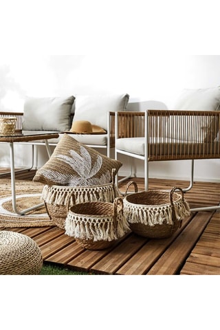 3 paniers tressés - 33 cm - Marron et beige