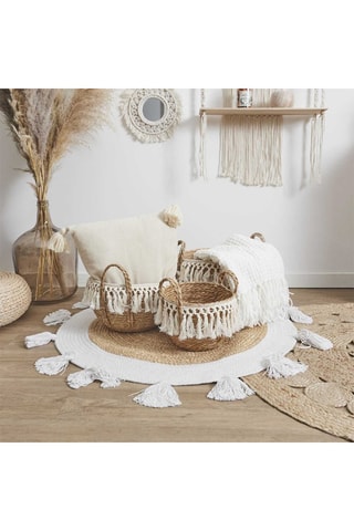 3 paniers tressés - 33 cm - Marron et beige