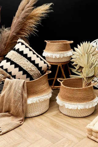 3 paniers de rangement - Naturel et blanc