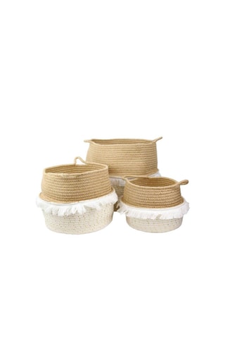 3 paniers de rangement - Naturel et blanc