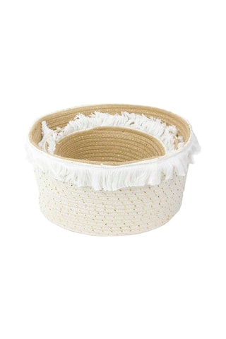 3 paniers de rangement - Naturel et blanc