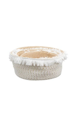 3 paniers de rangement - Naturel et blanc