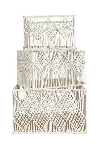 3 paniers rectangulaires - 37 cm - Beige
